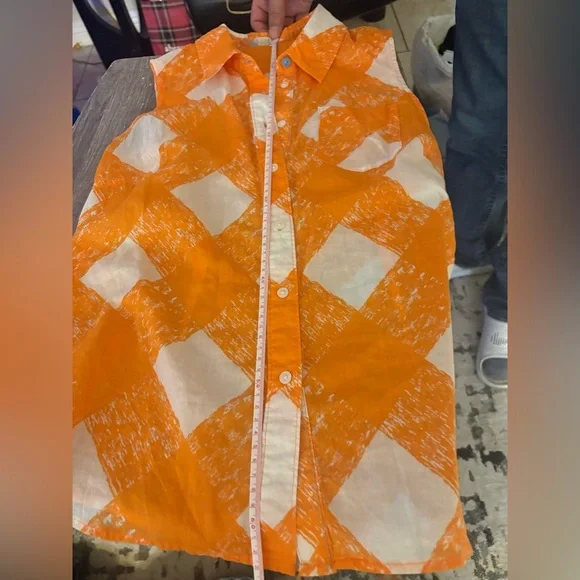 Boden Orange and White Sleeveless Blouse - Picture 6 of 8